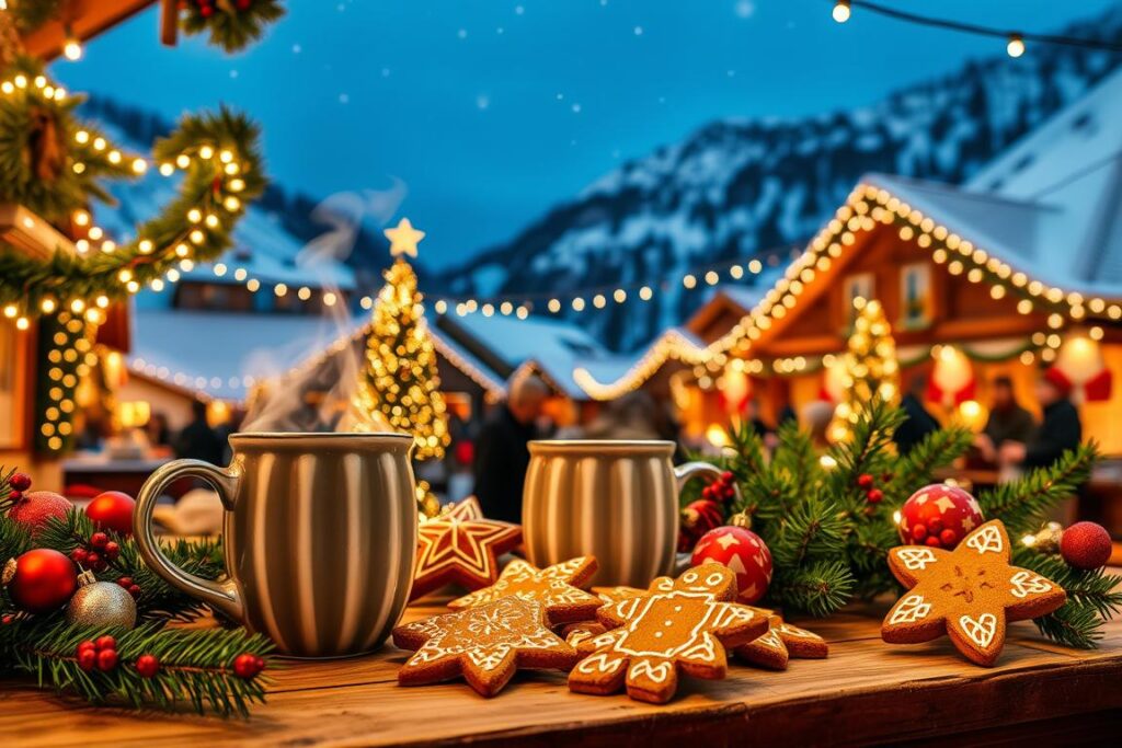Glühwein und Lebkuchen am Weihnachtsmarkt
